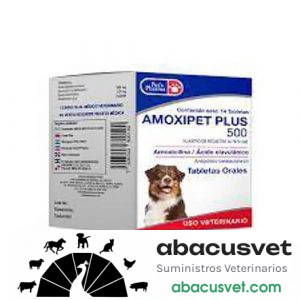 AMOXIPET PLUS caja con 14 tabletas de 500 mg - SUVET