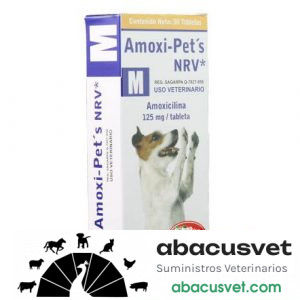 AMOXI PET´S NRV caja con 30 tabletas de 125 mg - SUVET