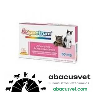 RX SPECTRUM AMOXICILINA + ACIDO CLAVULANICO caja con 20 tabletas de 50 mg - SUVET